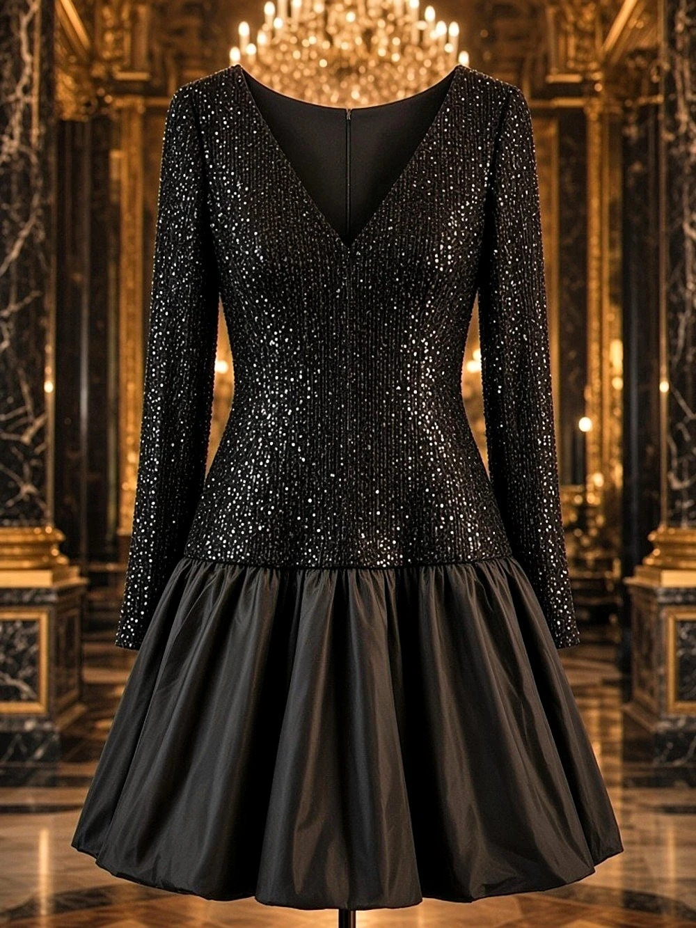 A'Gaci Black Sequin Mini Dress Size 16 NWT